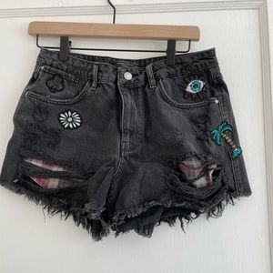 Zara Ripped Black Shorts